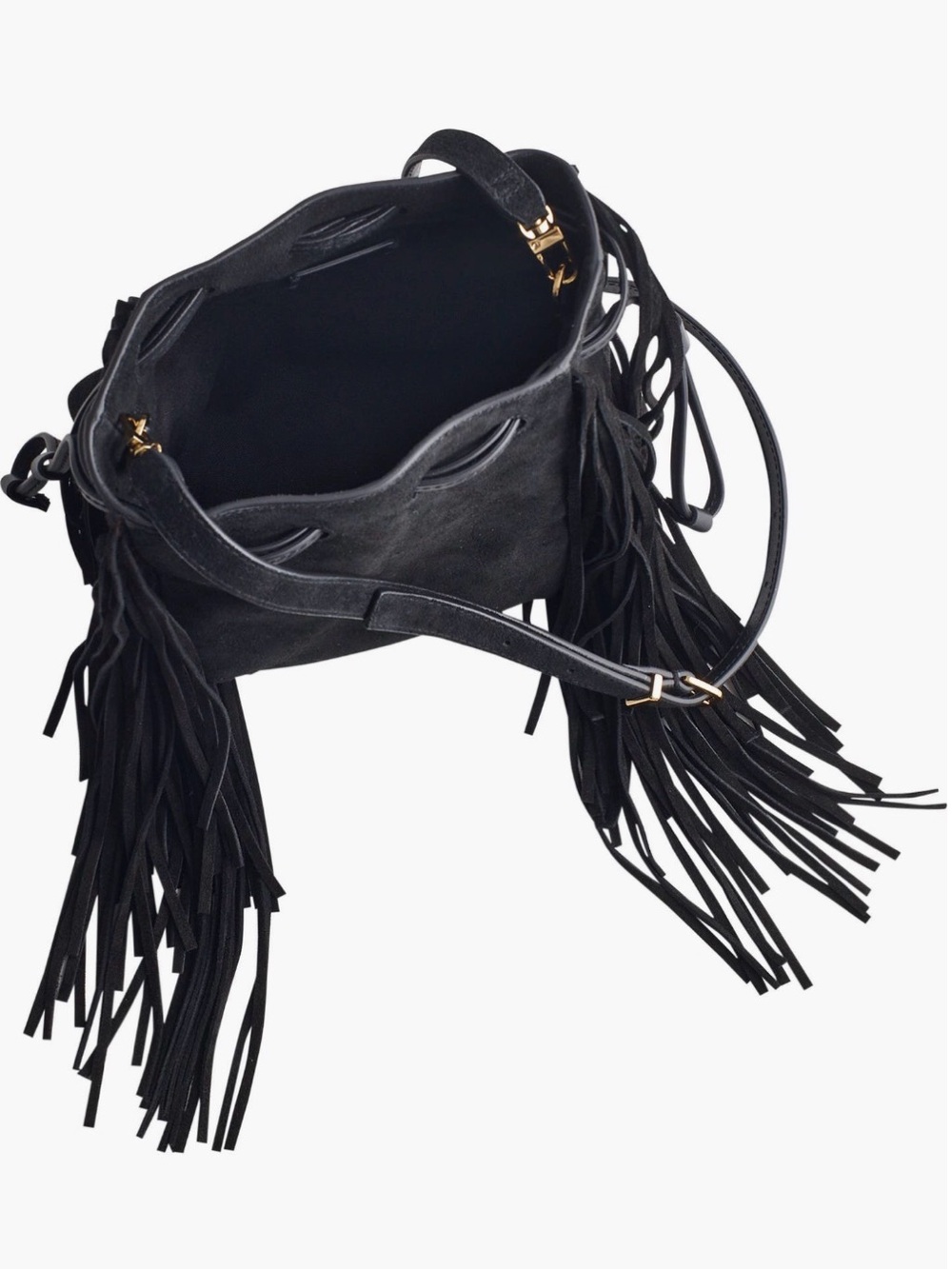 NWOT MADEWELL Drawstring Leather
Suede Crossbody Bucket Bag Black - Picture 2 of 6